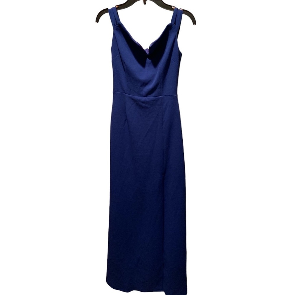 Tha Fashion Poet V-neck Sleeveless Gown in Royal Blue XS